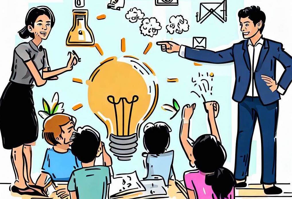 Enseignant guidant des collégiens